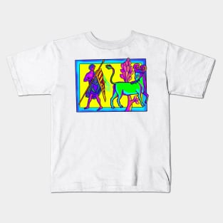 Bad Medieval Art Concerning Sorta Cow Goat Thing Fart 90s Retro Frank Feel Kids T-Shirt